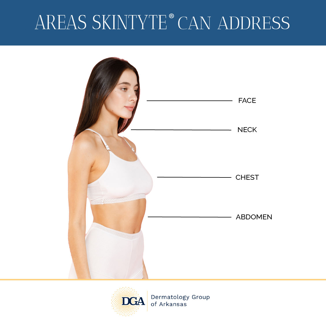 Address skin laxity with the infrared-powered SkinTyte™ at the Little Rock area's Dermatology Group of Arkansas.